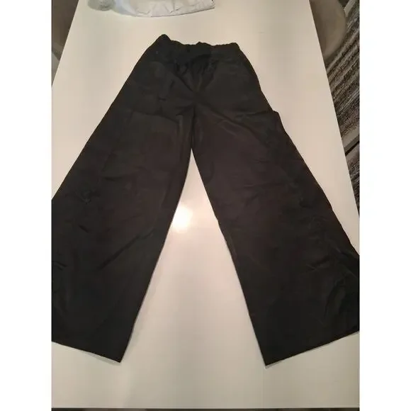 NWT Adidas Originals Women's Satin Cargo Pants HF2098 Black Wide Leg Baggy S - Picture 7 of 12
